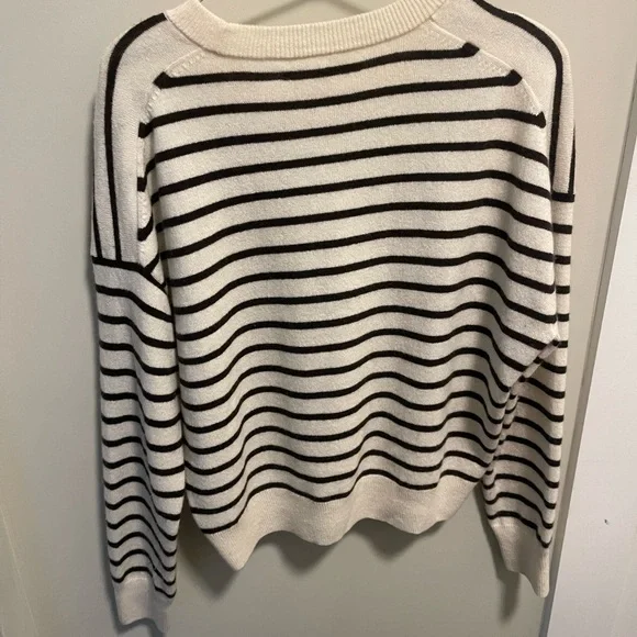 Madewell Responsible Striped Black and White Cashmere Sweater - Picture 5 of 5